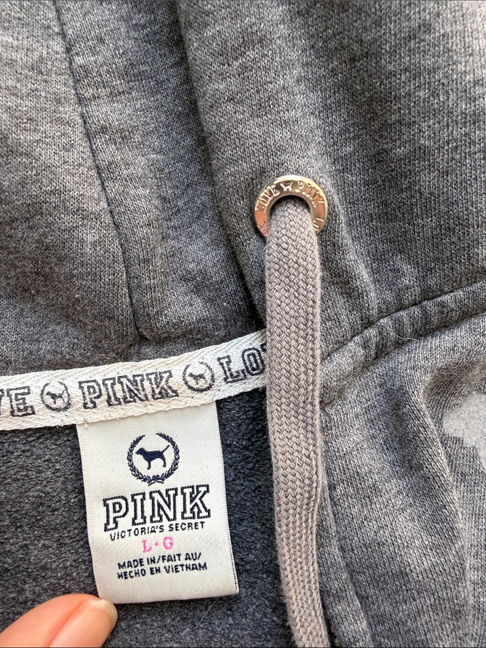 2010 PINK Victoria's Secret grey bling LOVE PINK zip up hoodie - Picture 4 of 10